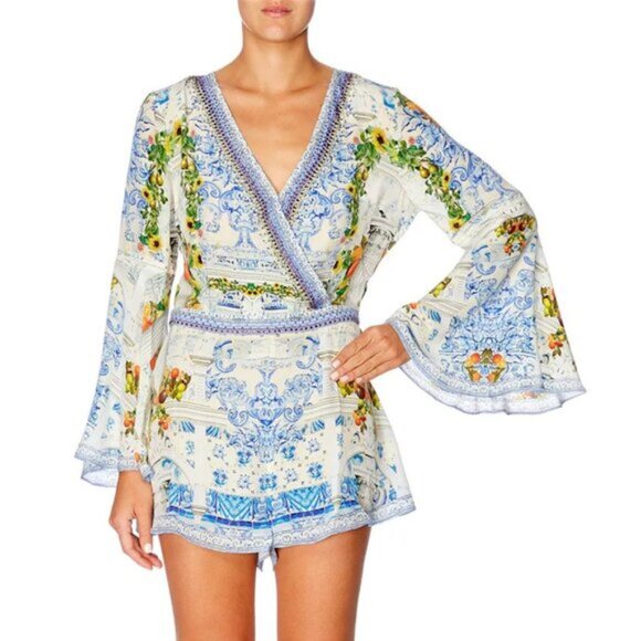 Camilla Come As You Are Bell Sleeve Playsuit Romper Small b87E - Picture 7 of 7